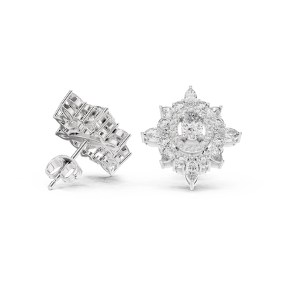 Veylora Oval Floral Diamond Studs