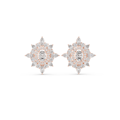 Veylora Oval Floral Diamond Studs