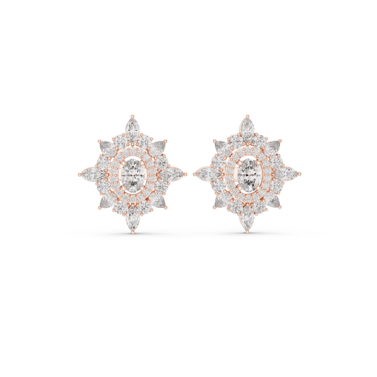 Veylora Oval Floral Diamond Studs