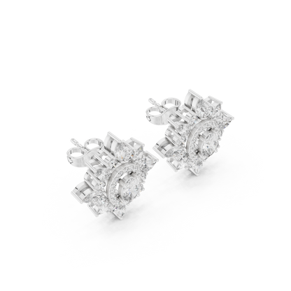 Veylora Oval Floral Diamond Studs