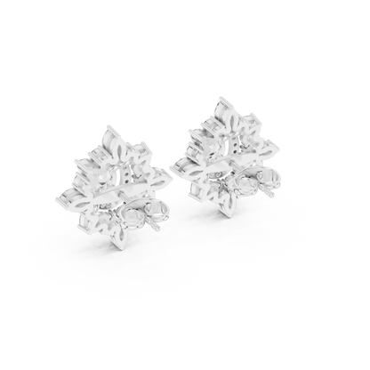 Veylora Oval Floral Diamond Studs
