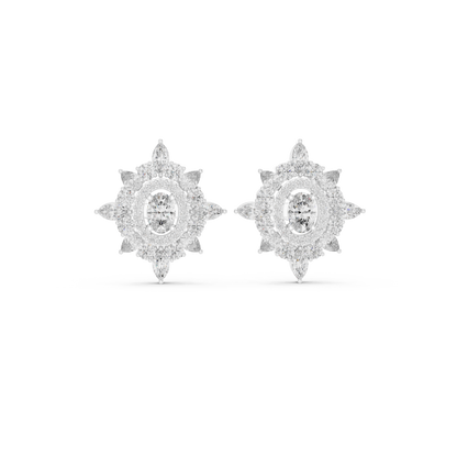 Veylora Oval Floral Diamond Studs