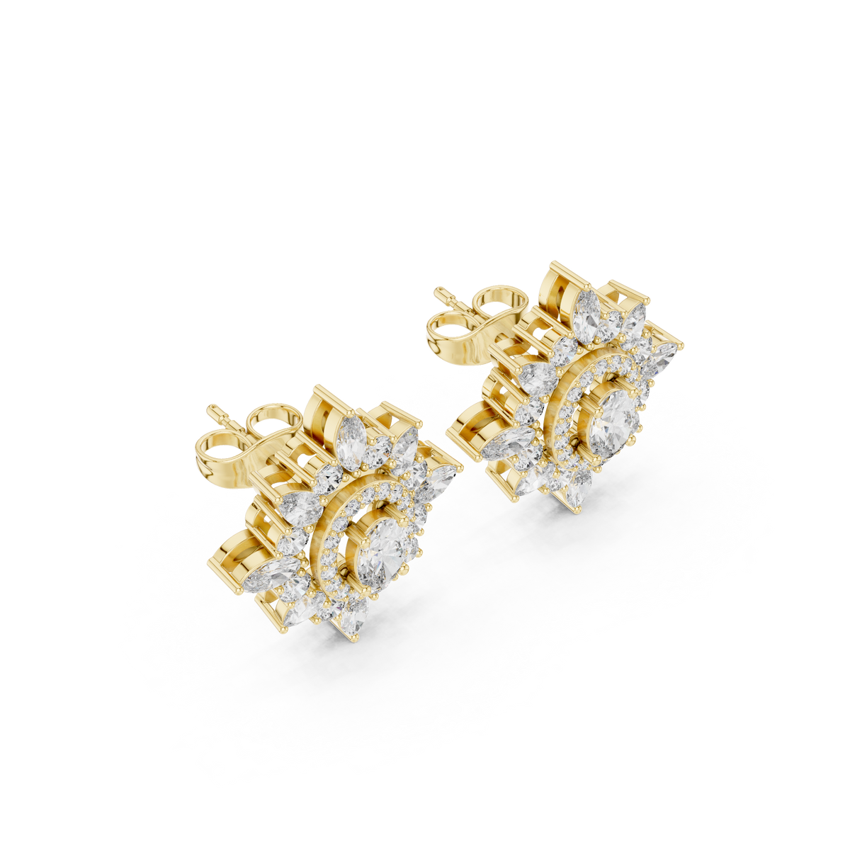 Veylora Oval Floral Diamond Studs