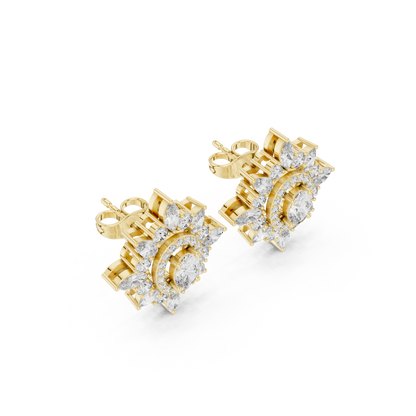 Veylora Oval Floral Diamond Studs