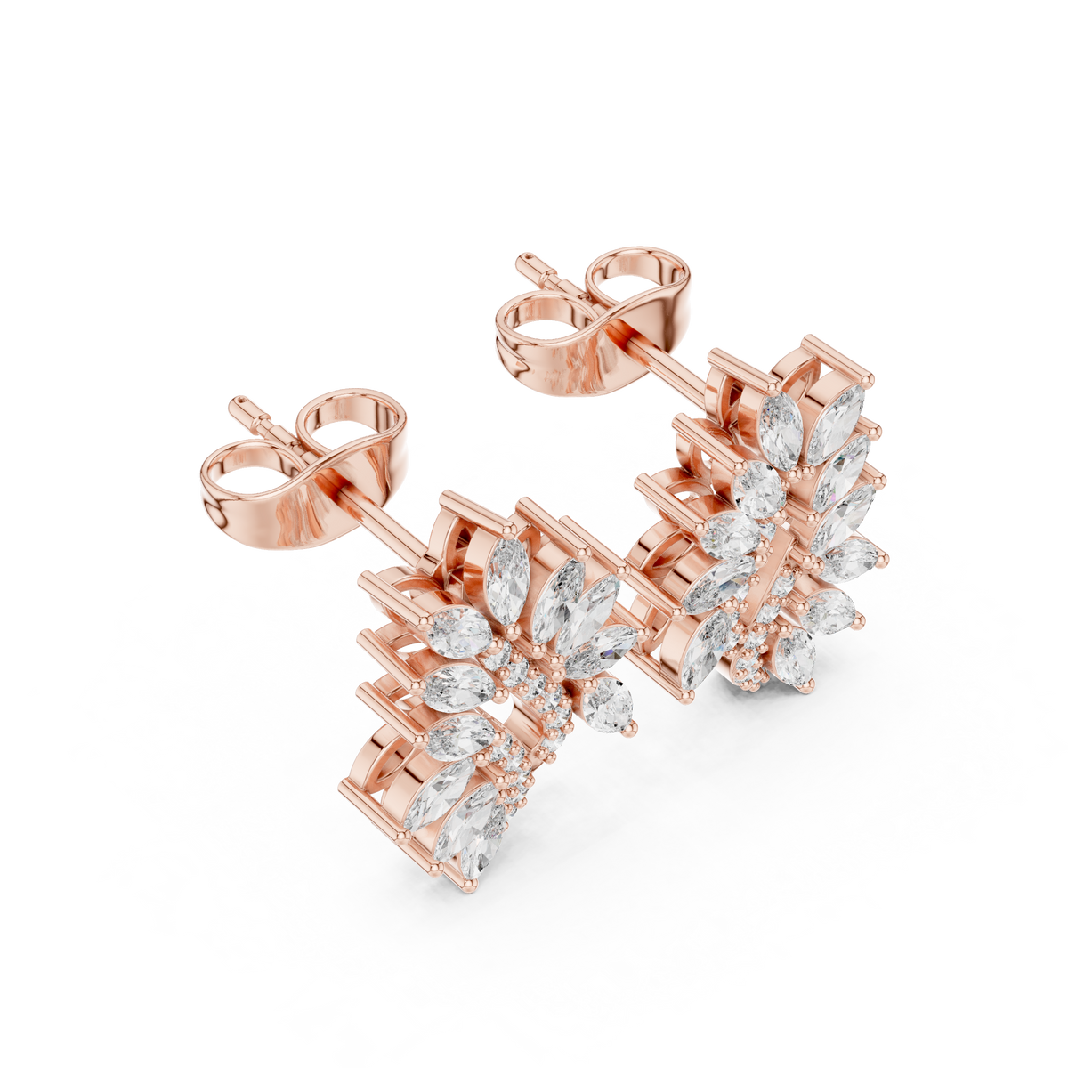 Elvessa Floral Vine Diamond Studs