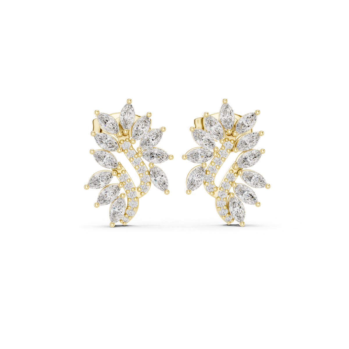 Elvessa Floral Vine Diamond Studs