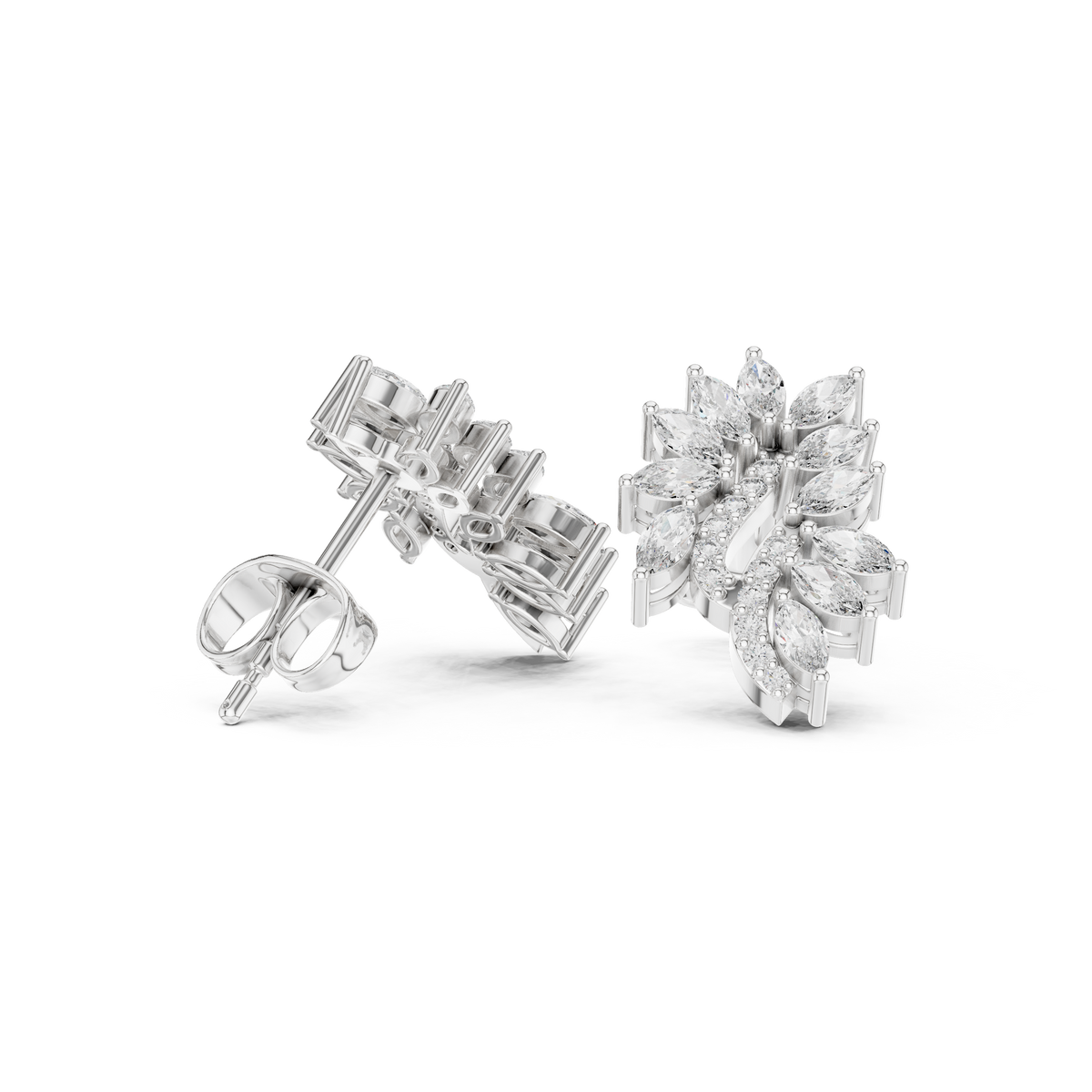 Elvessa Floral Vine Diamond Studs