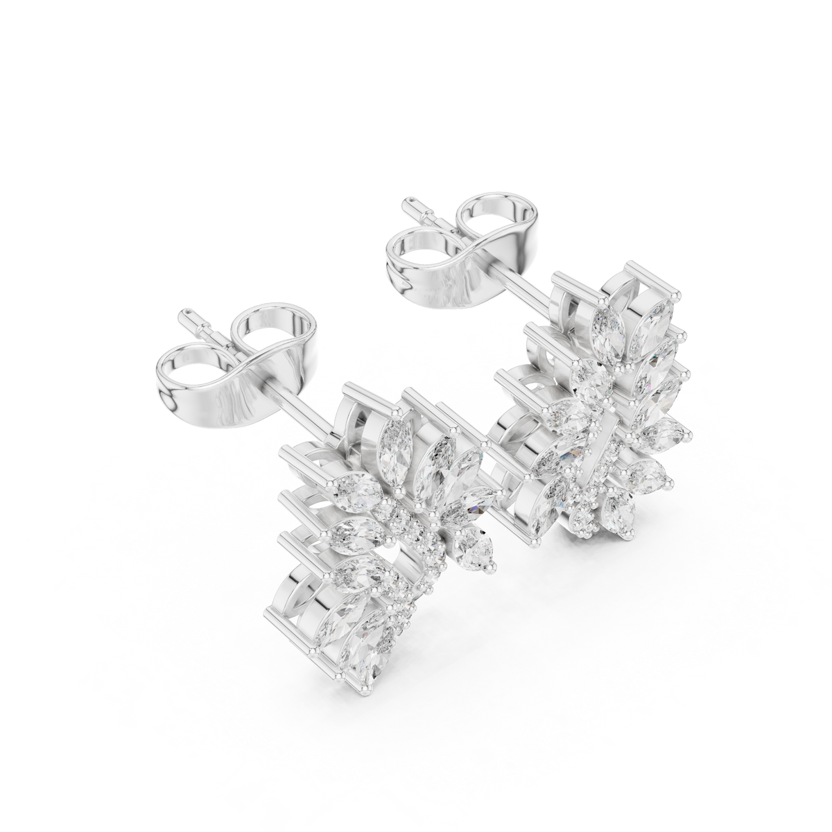 Elvessa Floral Vine Diamond Studs