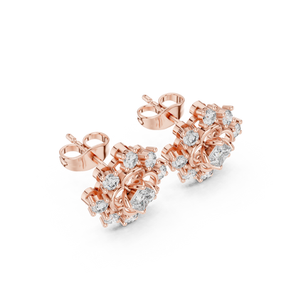 Zaviera Clover Diamond Bloom Studs