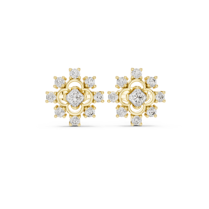 Zaviera Clover Diamond Bloom Studs