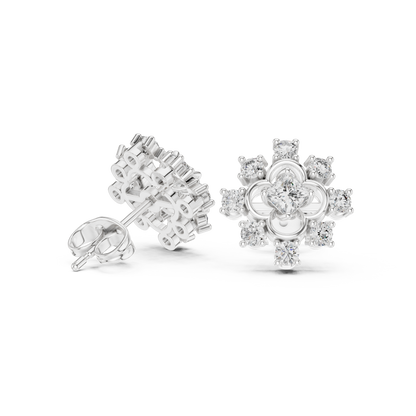 Zaviera Clover Diamond Bloom Studs