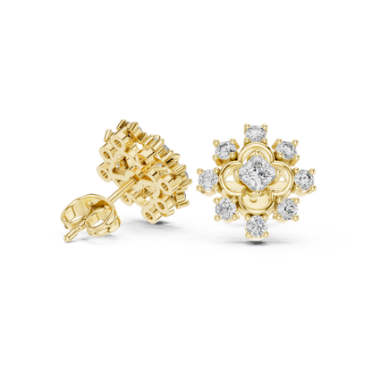 Zaviera Clover Diamond Bloom Studs