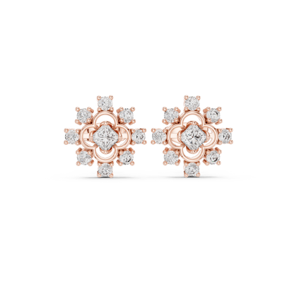 Zaviera Clover Diamond Bloom Studs