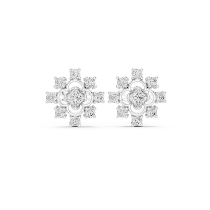 Zaviera Clover Diamond Bloom Studs