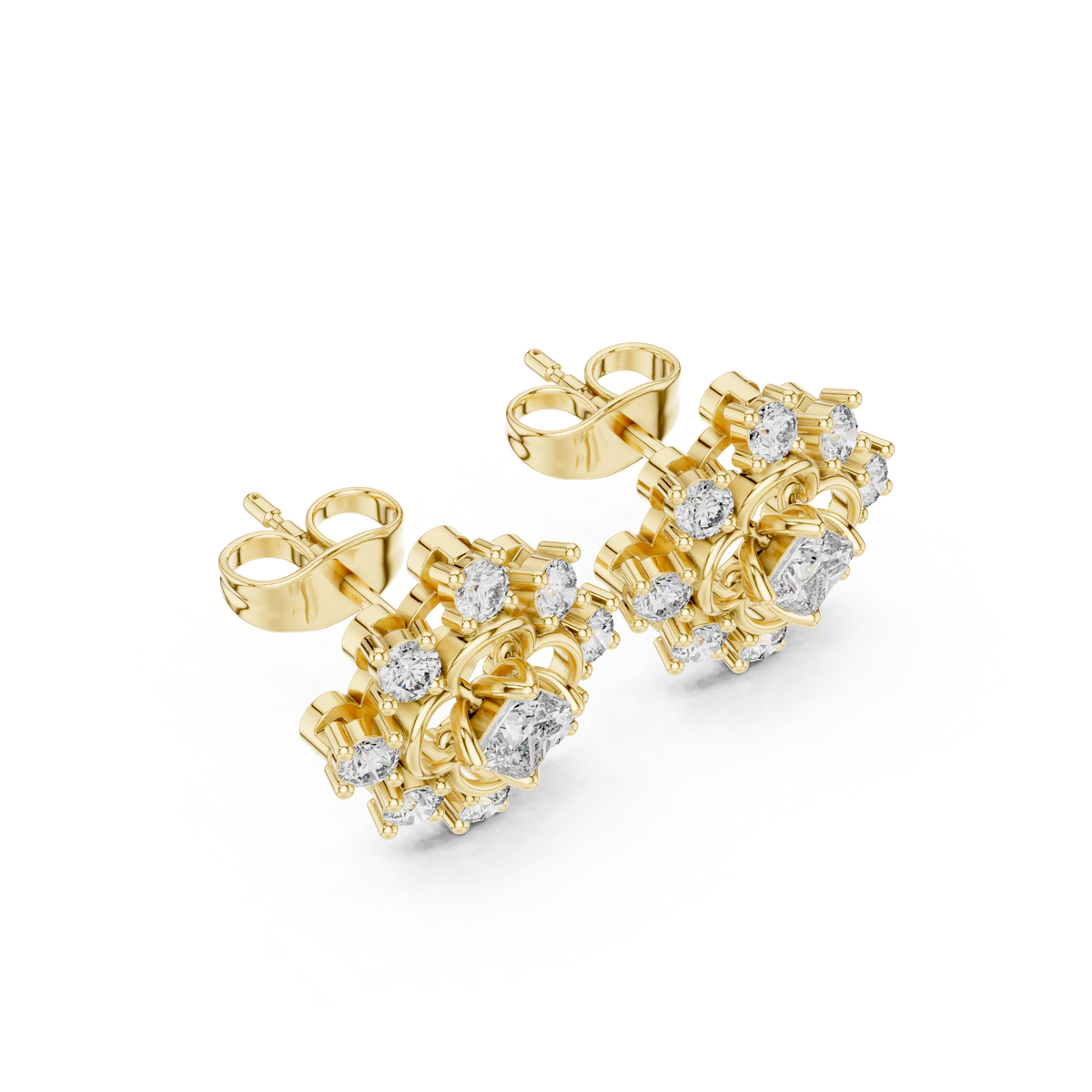 Zaviera Clover Diamond Bloom Studs