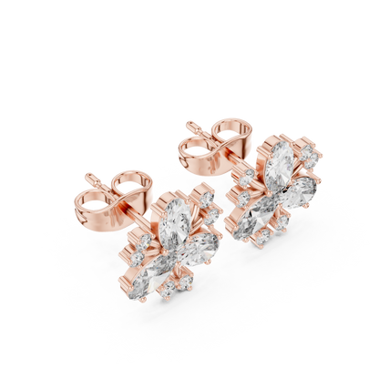 Oval Bloom Butterfly Studs