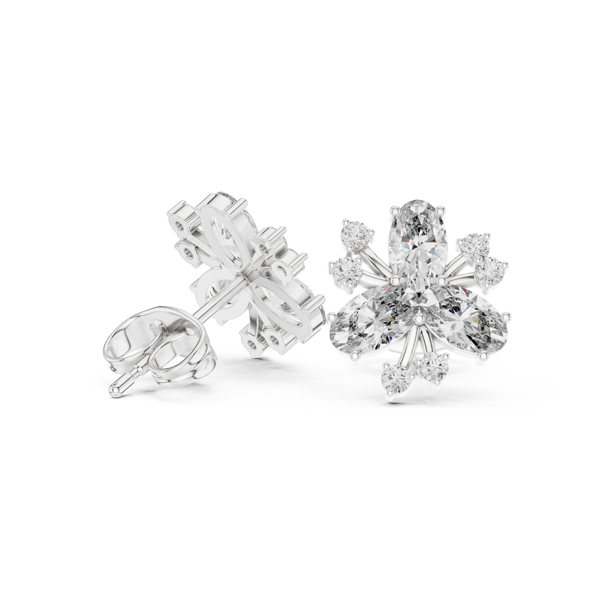 Oval Bloom Butterfly Studs