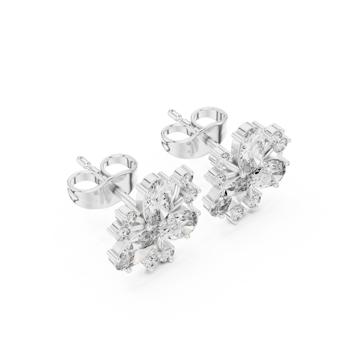 Oval Bloom Butterfly Studs