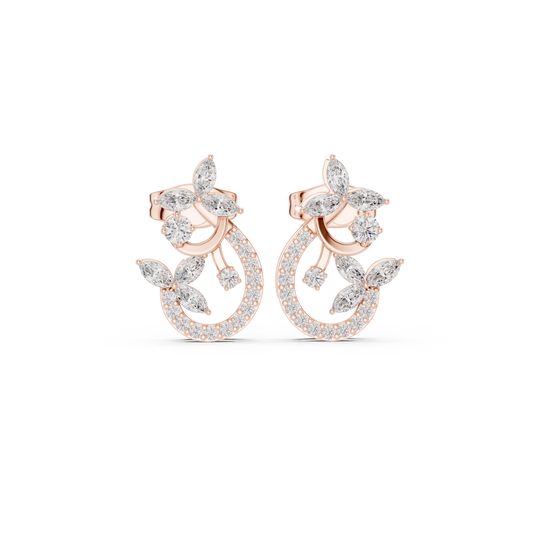 Marquise Floral Curve Studs