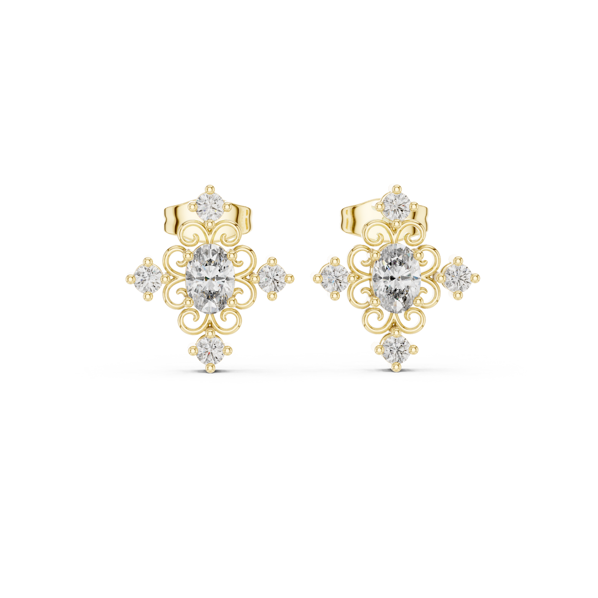 Oval Scroll Petal Studs
