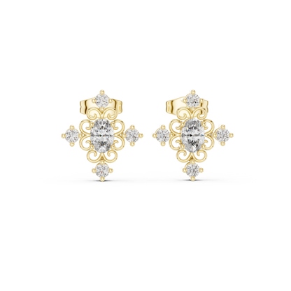 Oval Scroll Petal Studs