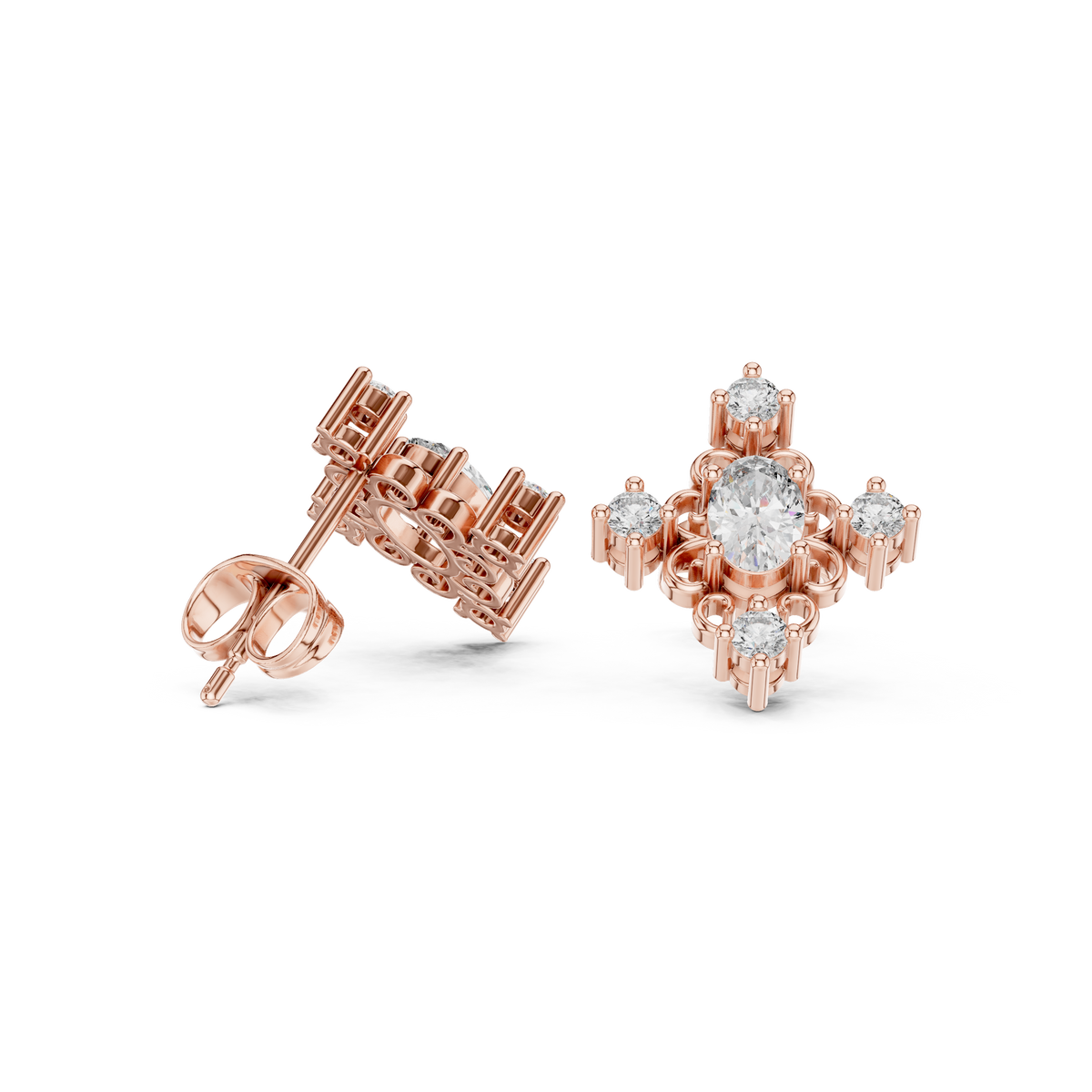 Oval Scroll Petal Studs