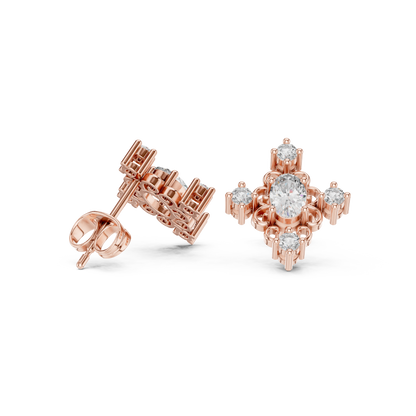 Oval Scroll Petal Studs