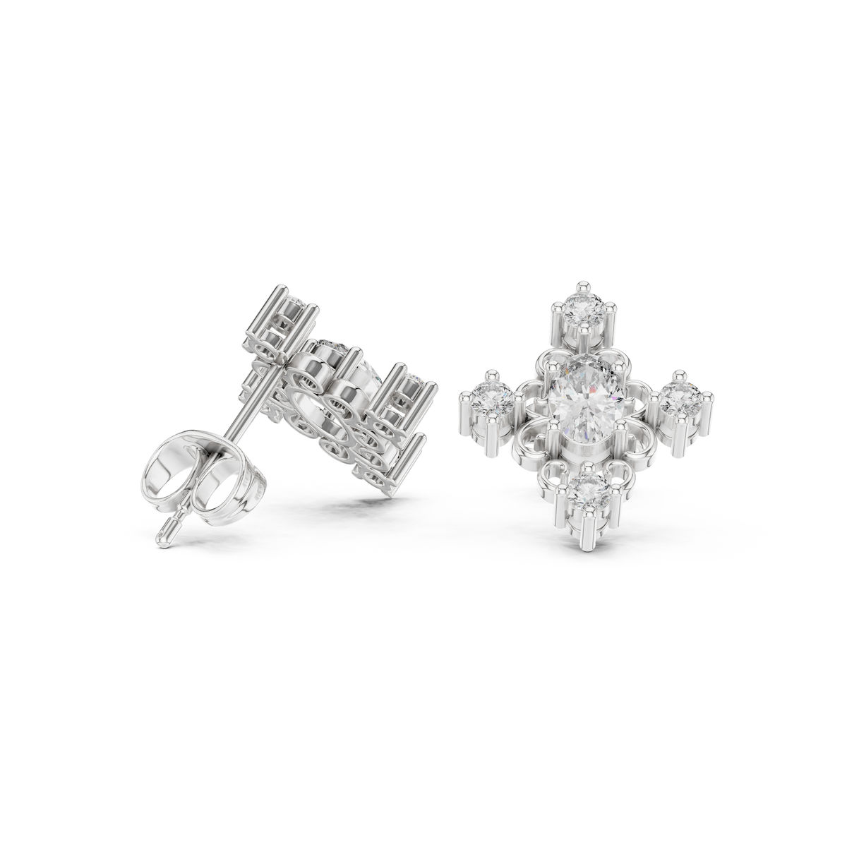 Oval Scroll Petal Studs