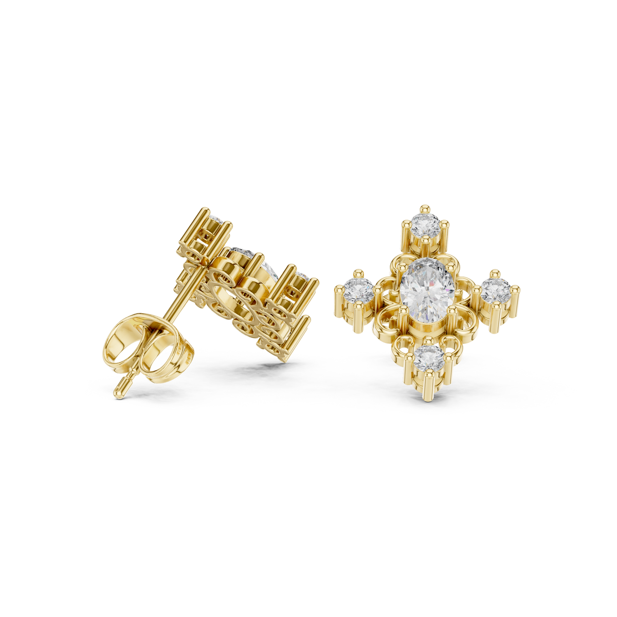 Oval Scroll Petal Studs