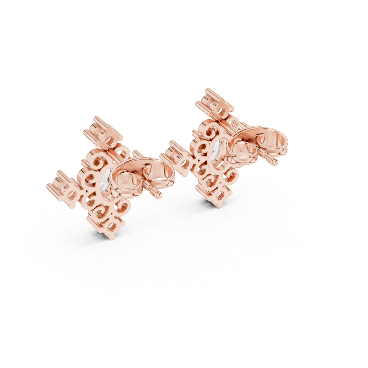 Oval Scroll Petal Studs