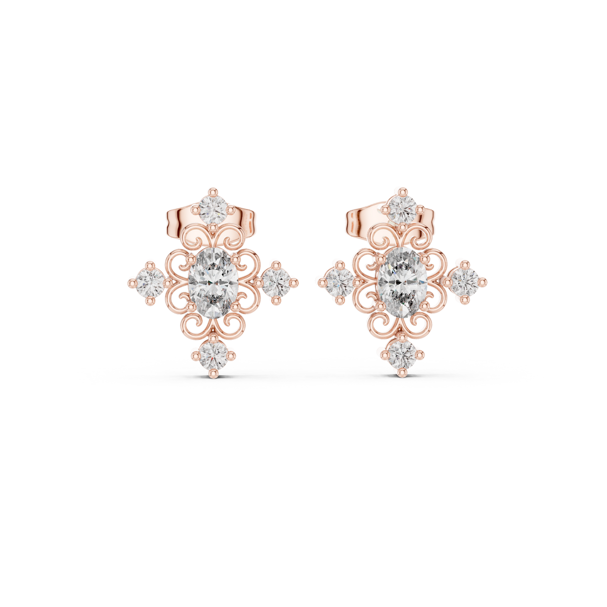 Oval Scroll Petal Studs