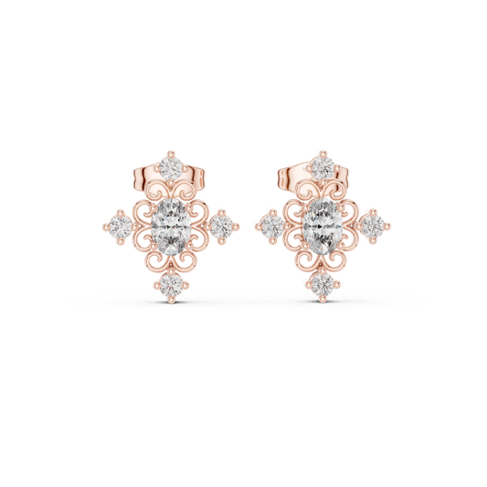 Oval Scroll Petal Studs