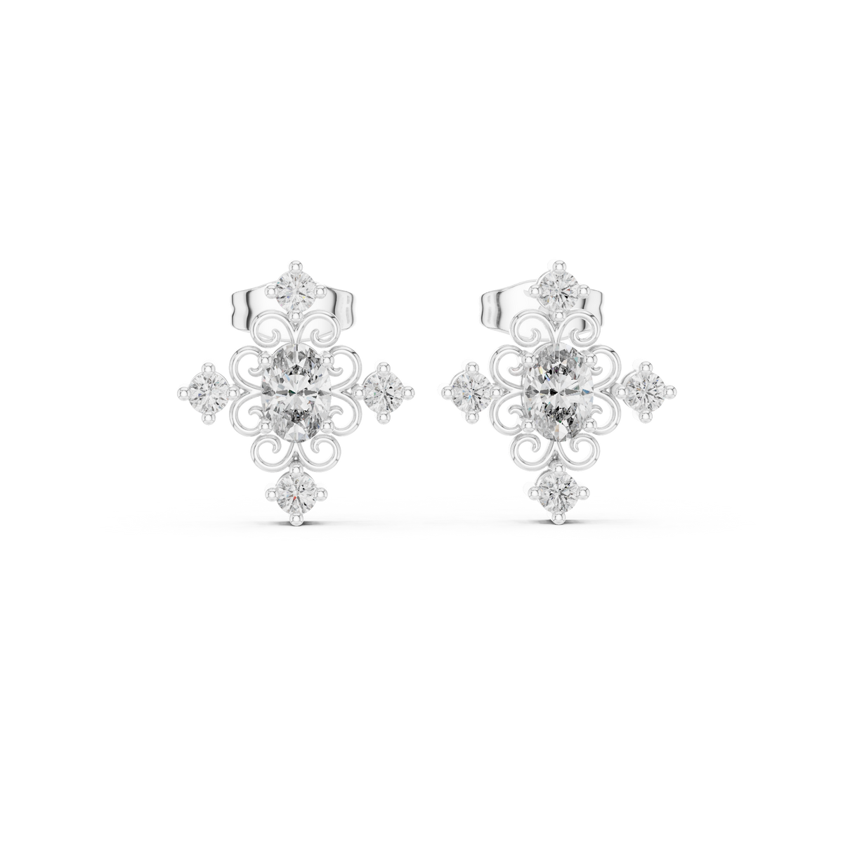 Oval Scroll Petal Studs