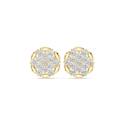 Fourfold Petal Cluster Studs