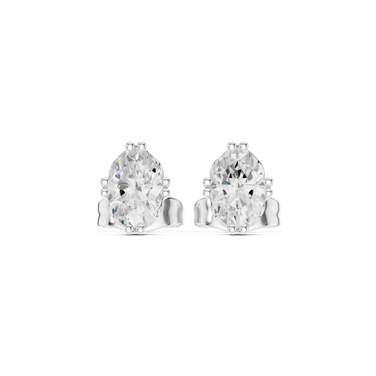 Elegant Leaf Oval Cut Moissanite Stud Earrings in 925 Sterling Silver
