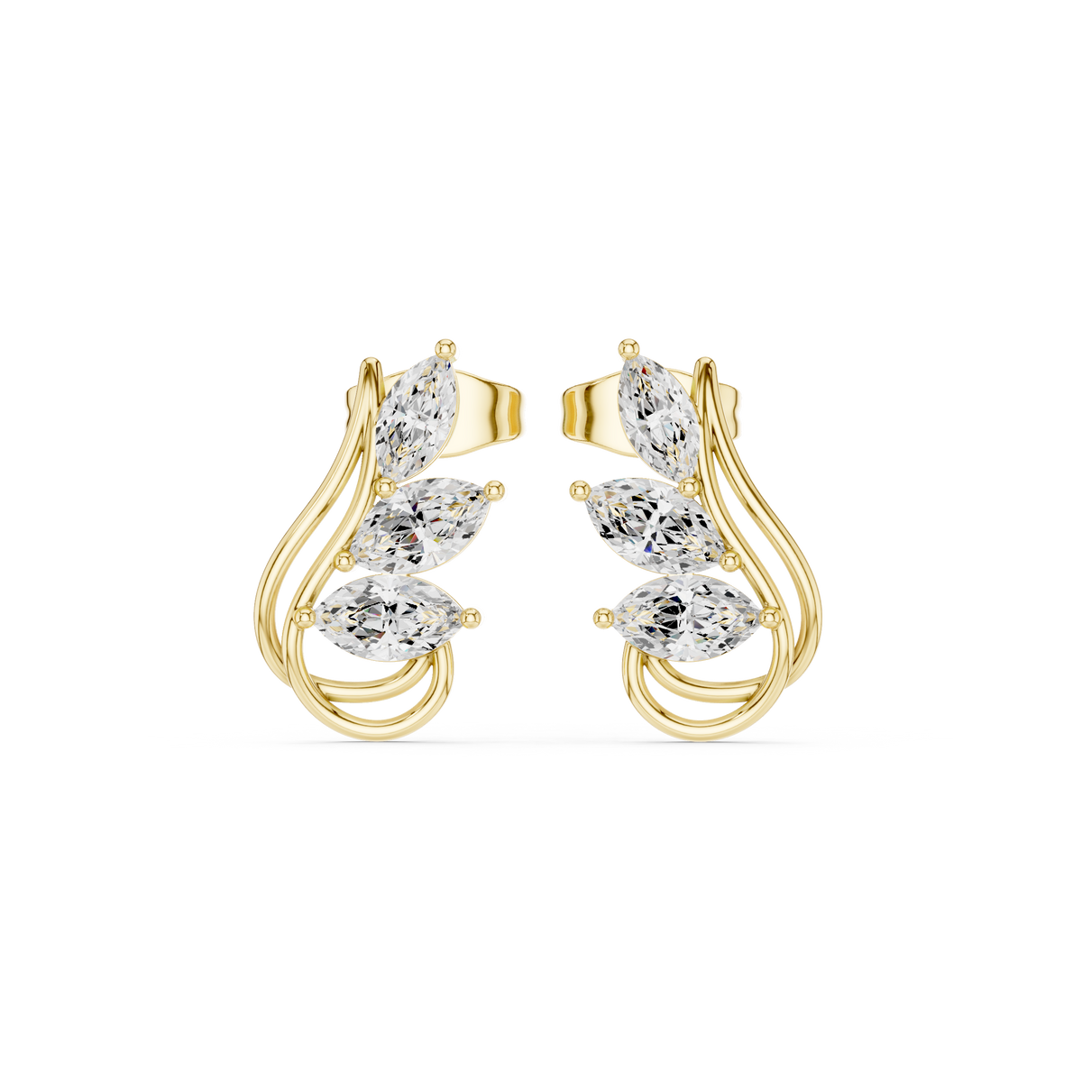 Marquise Leaf Sway Studs