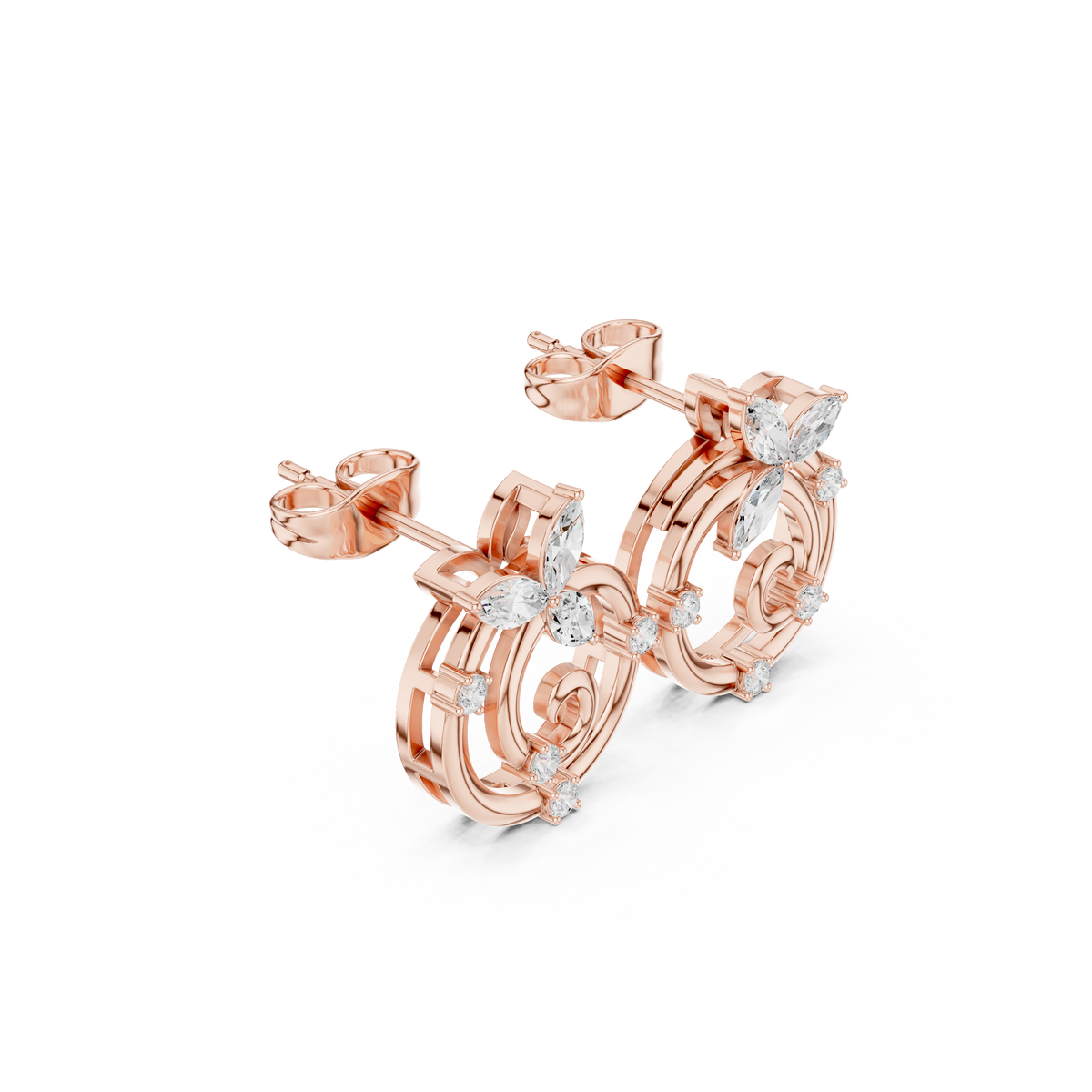 Floral Spiral Butterfly Studs