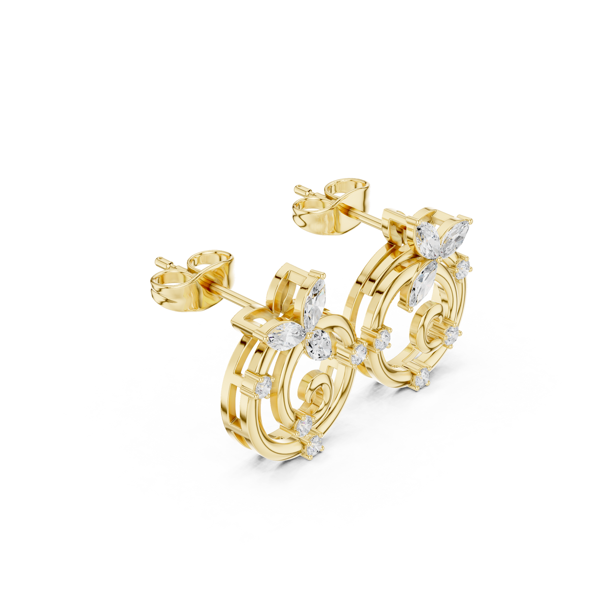 Floral Spiral Butterfly Studs