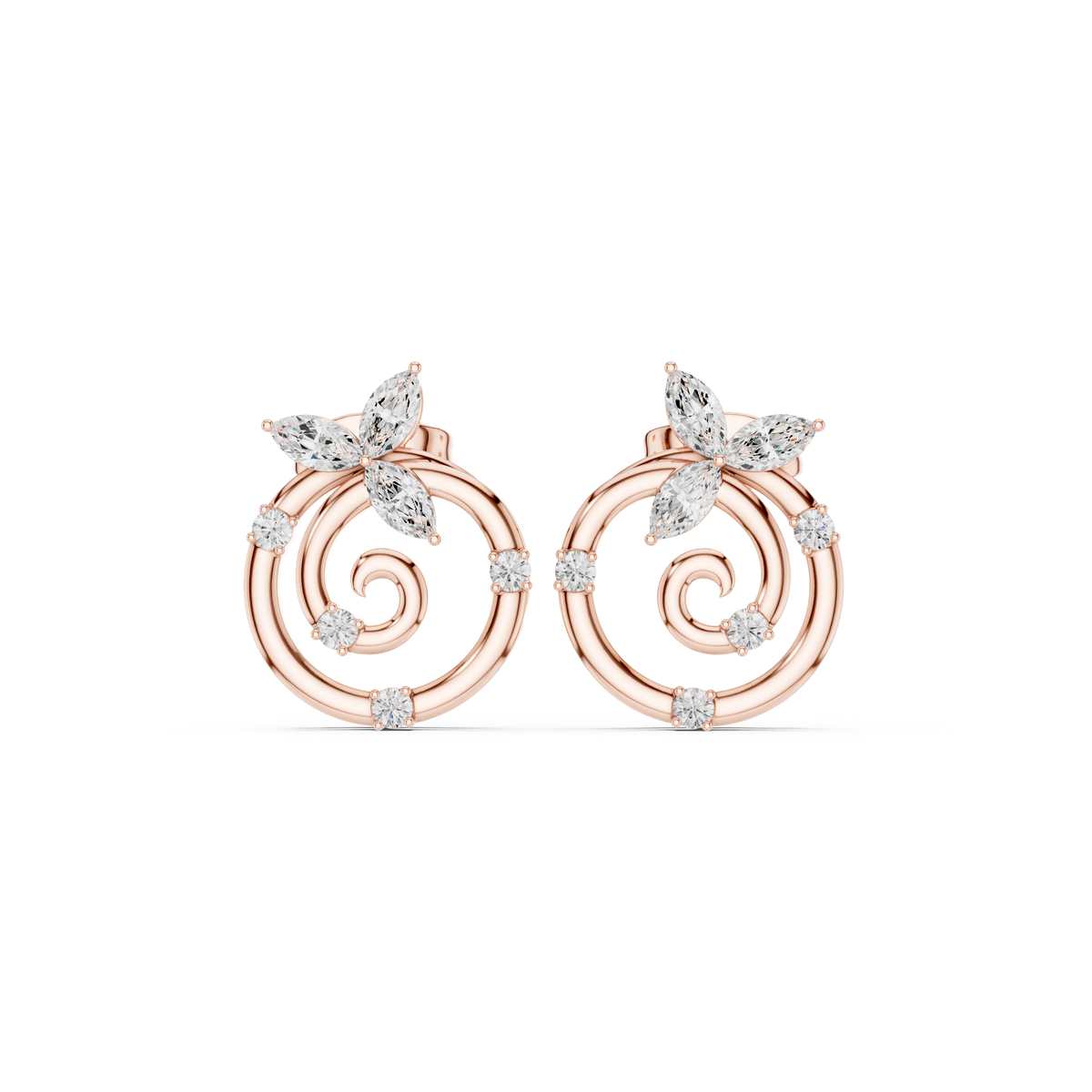 Floral Spiral Butterfly Studs