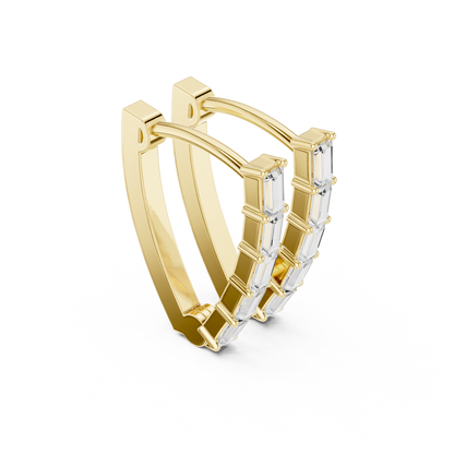Baguette Cut Linear Cascade Hoops
