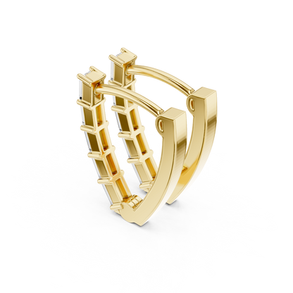 Baguette Cut Linear Cascade Hoops