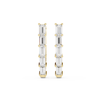 Baguette Cut Linear Cascade Hoops