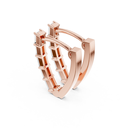 Baguette Cut Linear Cascade Hoops