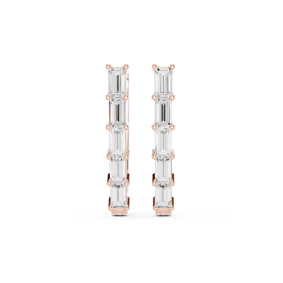Baguette Cut Linear Cascade Hoops