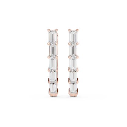 Baguette Cut Linear Cascade Hoops
