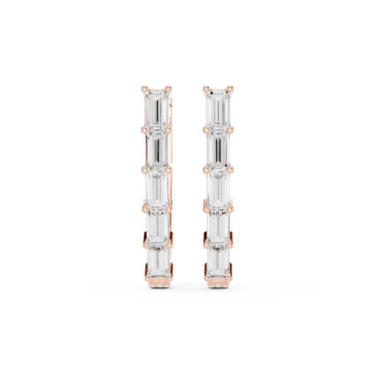 Baguette Cut Linear Cascade Hoops