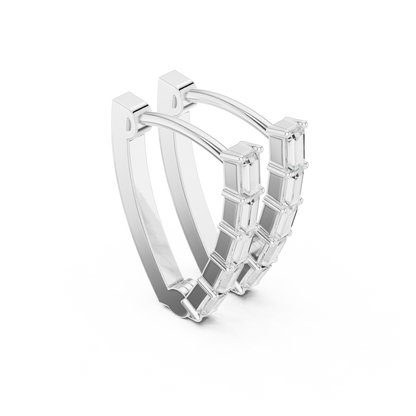 Baguette Cut Linear Cascade Hoops
