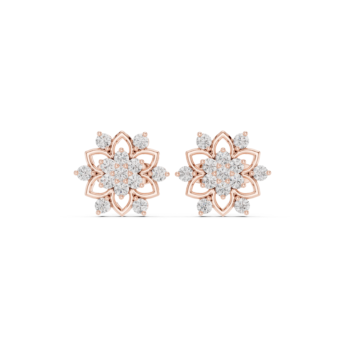 Virelle Floral Petal Diamond Studs