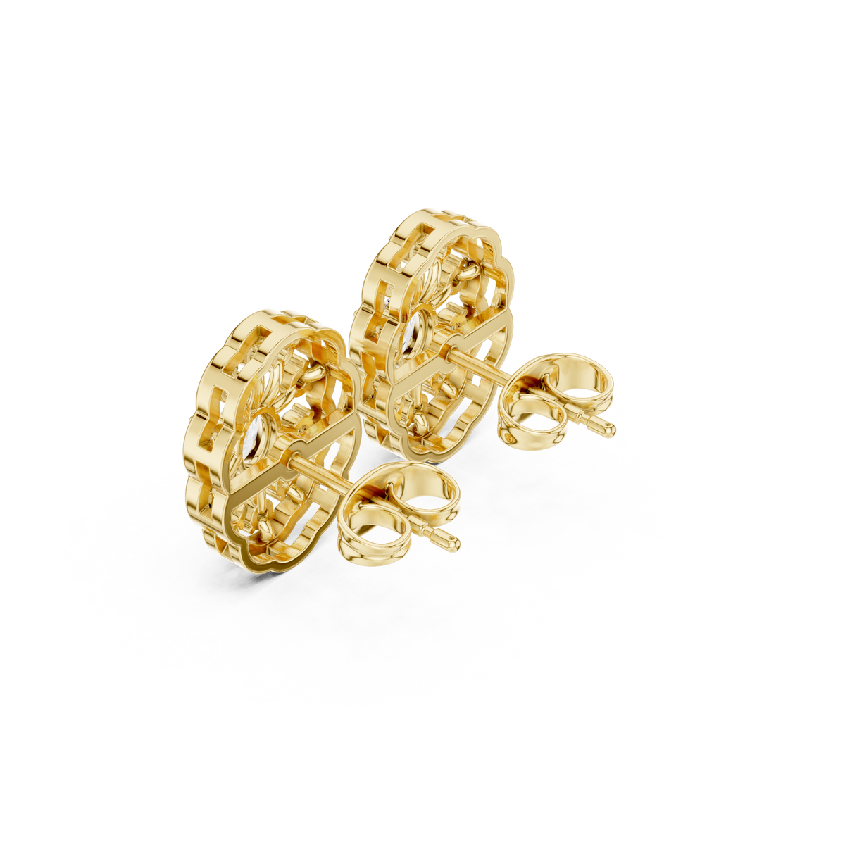 Orlienne Floral Medallion Diamond Studs
