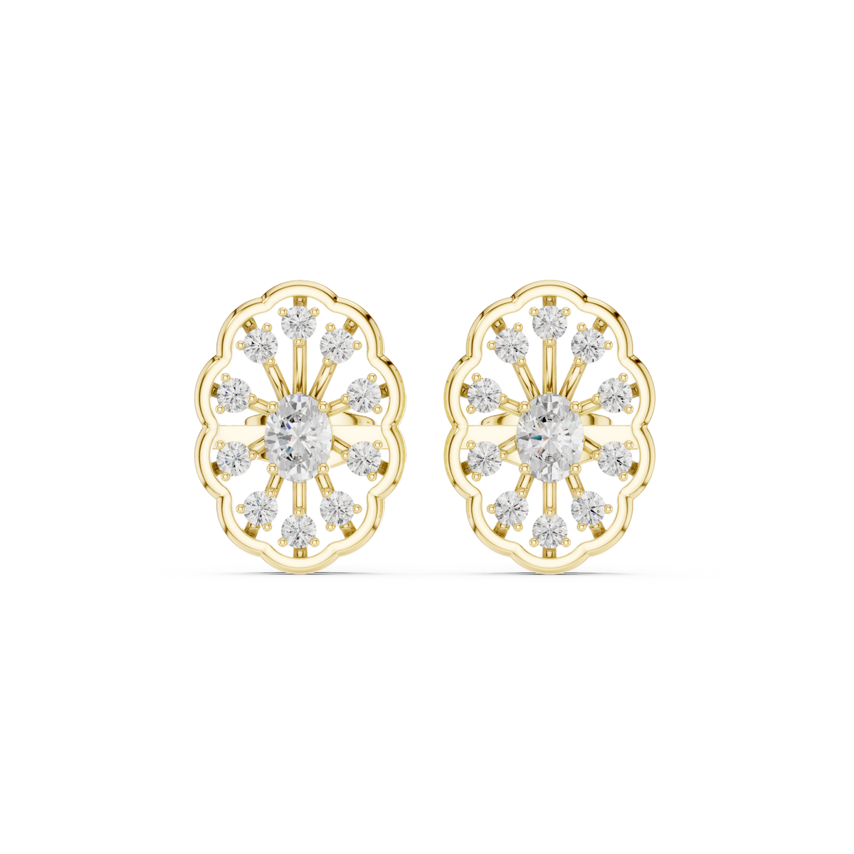Orlienne Floral Medallion Diamond Studs